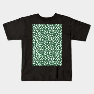 Green and White Spot Dalmatian Pattern Kids T-Shirt